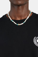 Gold Plated Pastel Motif & Freshwater Pearl Necklace