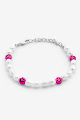 Freshwater Pearl and Pink Face Motif Bracelet