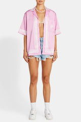 C Logo Border Satin Shirt - Pink