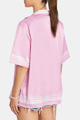 C Logo Border Satin Shirt - Pink