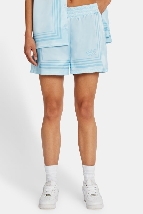 C Logo Border Satin Short - Blue