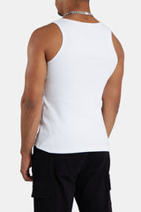 Slim Fit Embroidered Vest - White