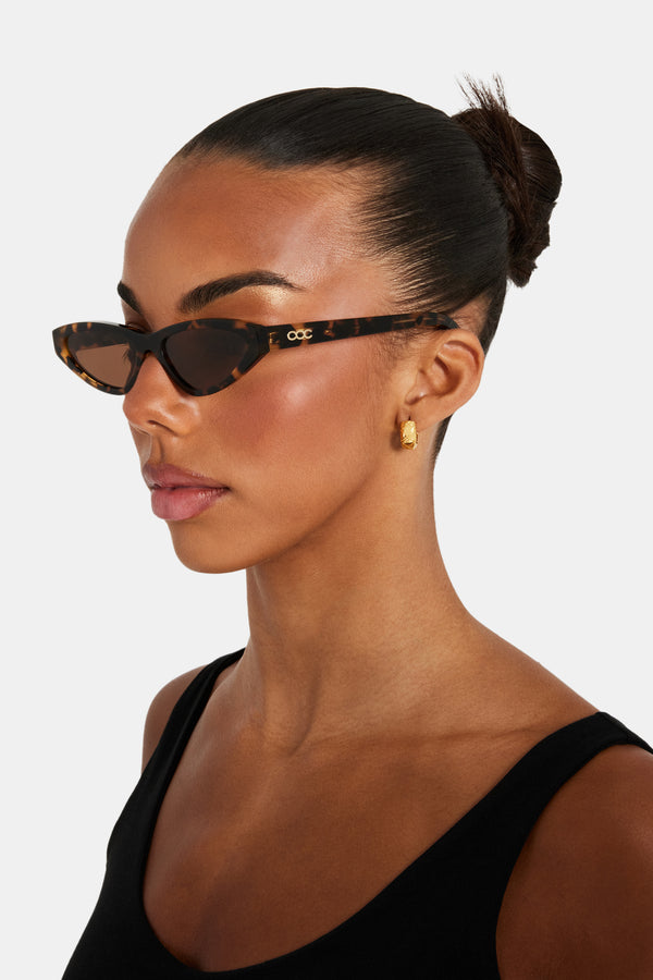 Skinny Tortoiseshell Sunglasses - Mocha