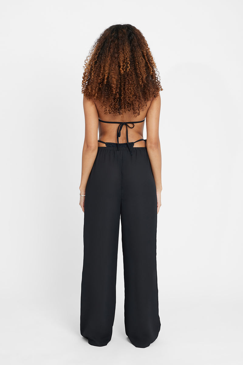 Wide Leg Beach Trouser - Black