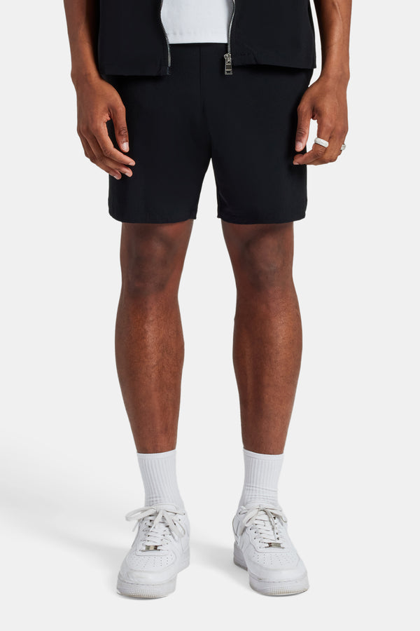 Text Pocket Elasticated Short - Black