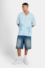 Palm Print Shirt - Light Blue