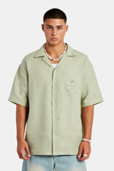 Linen Embroidered Shirt - Sage