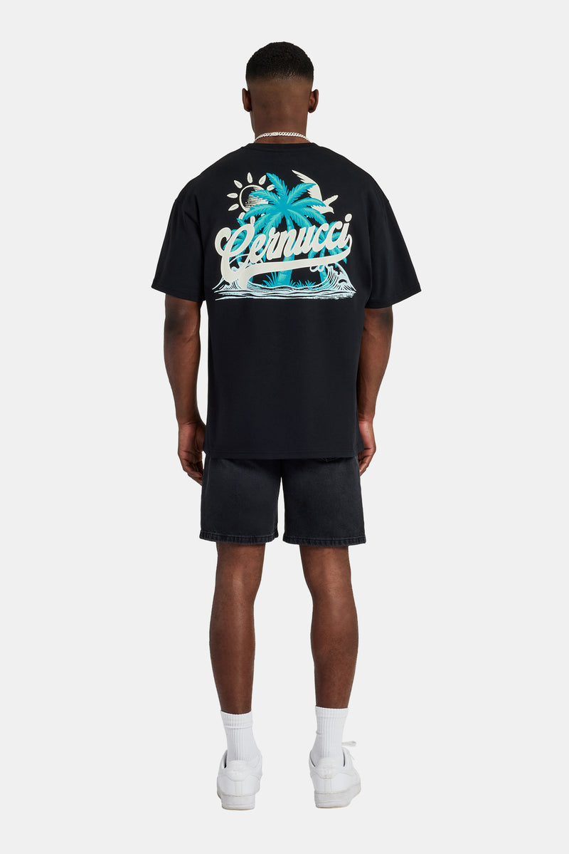 Palm Back Graphic Oversized T-Shirt - Black