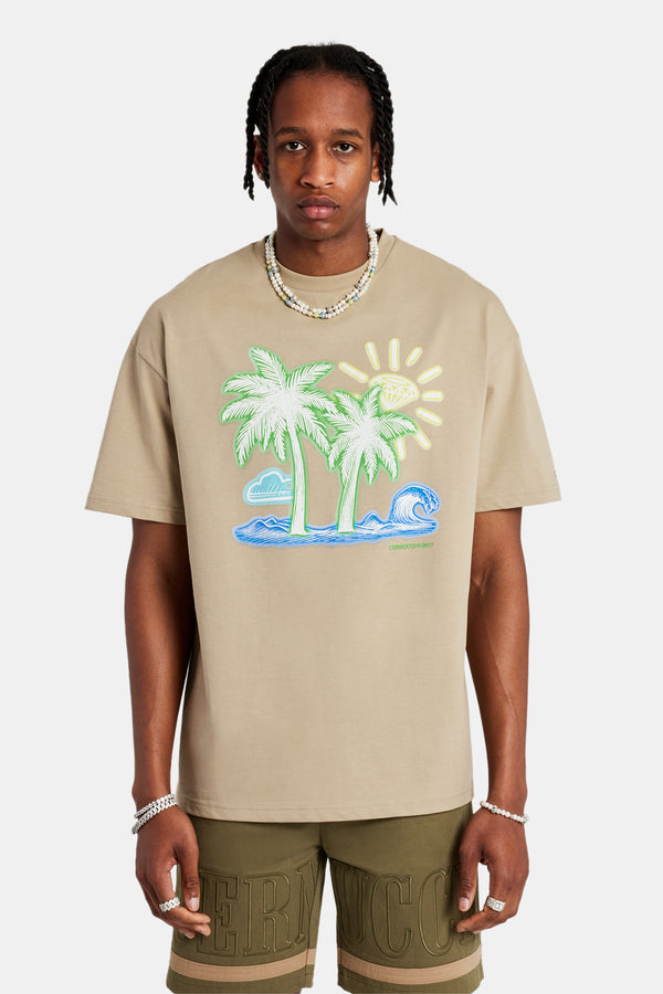 Palm Graphic Oversized T-Shirt - Sage