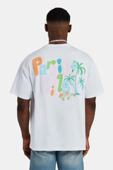 Paraiso Hill Puff Print Oversized T-Shirt - White