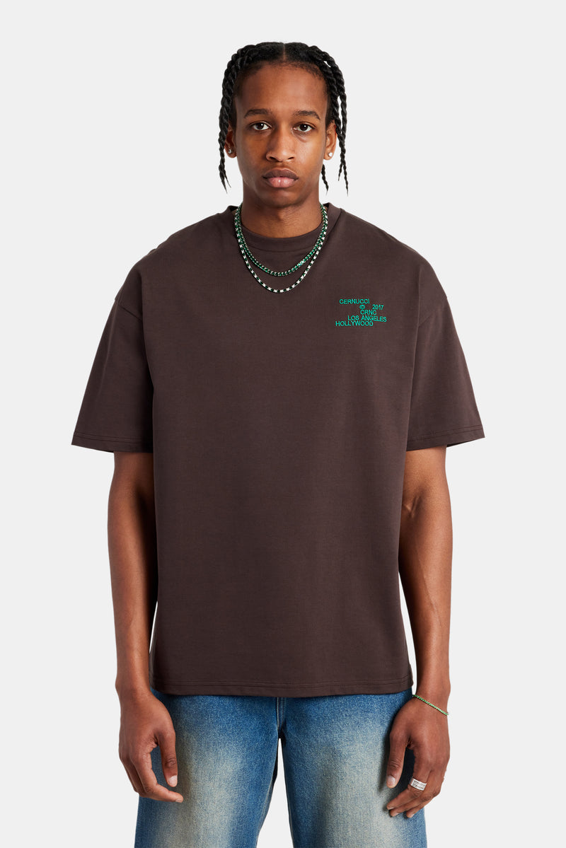 Motel Back Graphic Oversized T-Shirt - Chocolate