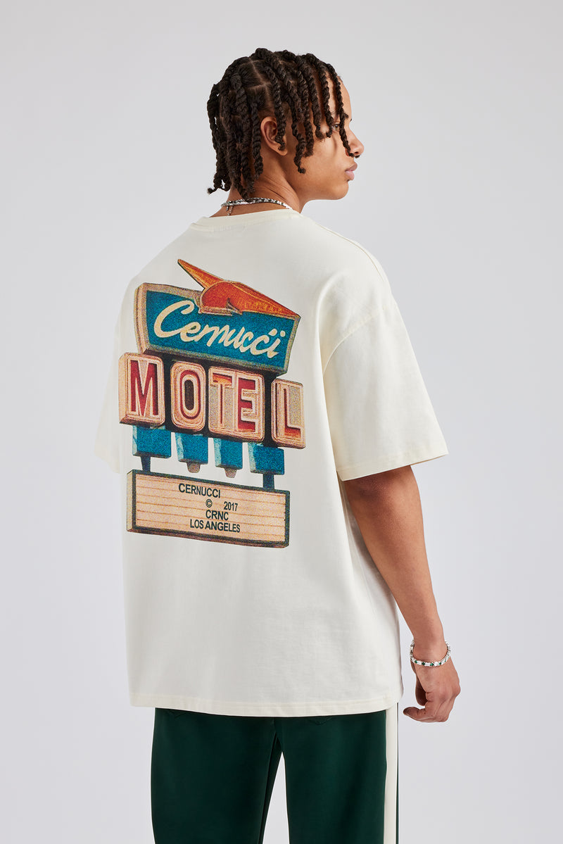 Motel Back Graphic Oversized T-Shirt - Off White