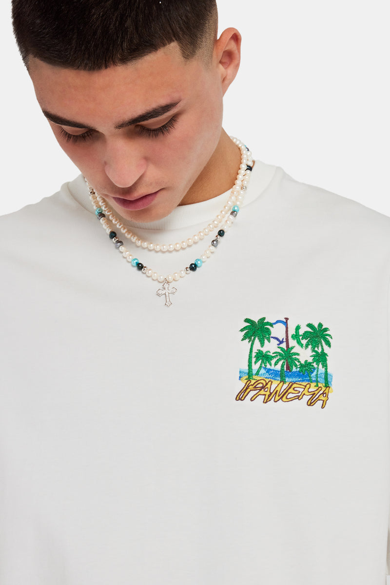 Palm Yacht Embroidered Oversized T-Shirt - Off White