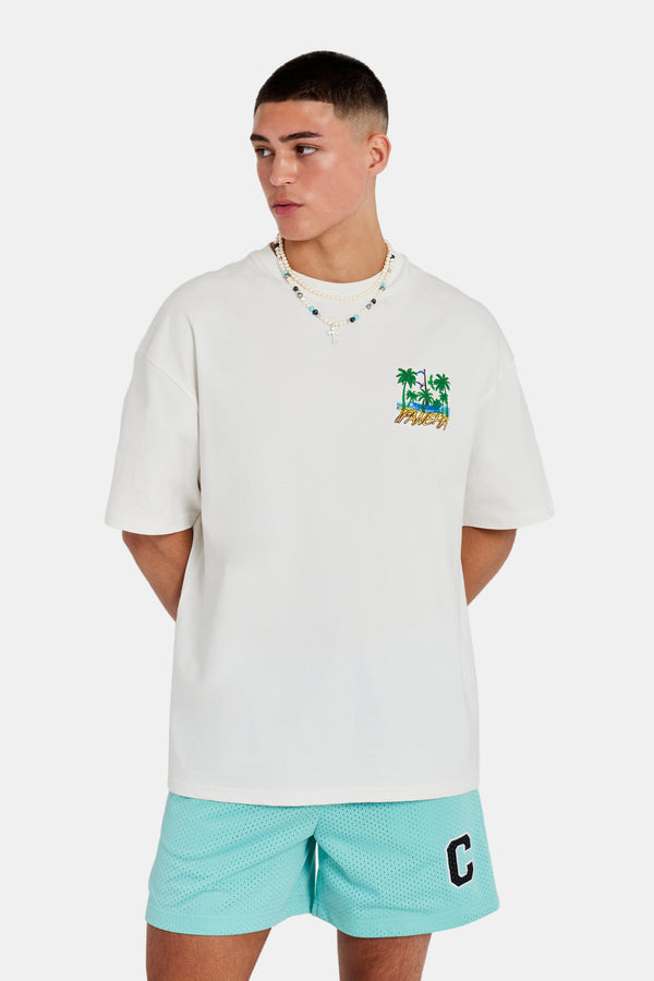 Palm Yacht Embroidered Oversized T-Shirt - Off White