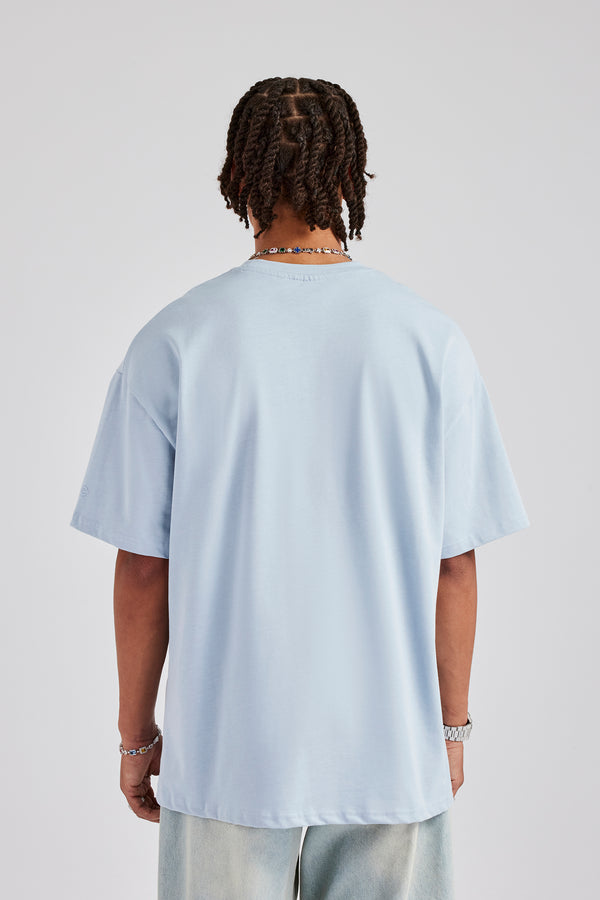 Cernucci Script Oversized T-Shirt - Light Blue