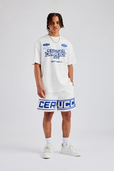 Moto Champions Oversized T-Shirt & Short Set - Off White