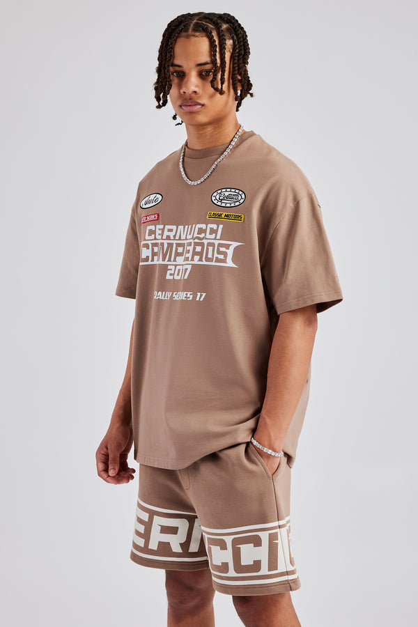 Moto Champions Oversized T-Shirt - Washed Brown