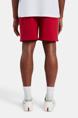 Embroidered Crest Jersey Short - Red