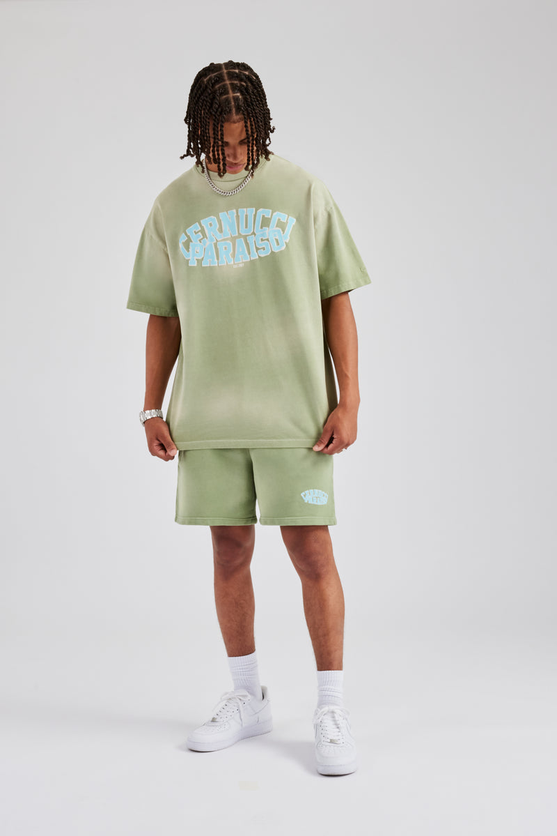 Spray Washed Paraiso Jersey Short - Washed Green