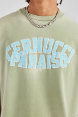 Spray Washed Paraiso Oversized T-Shirt - Washed Green