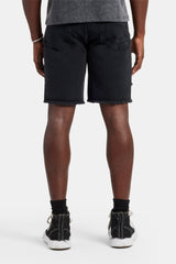 Raw Edge Denim Short - Washed Black