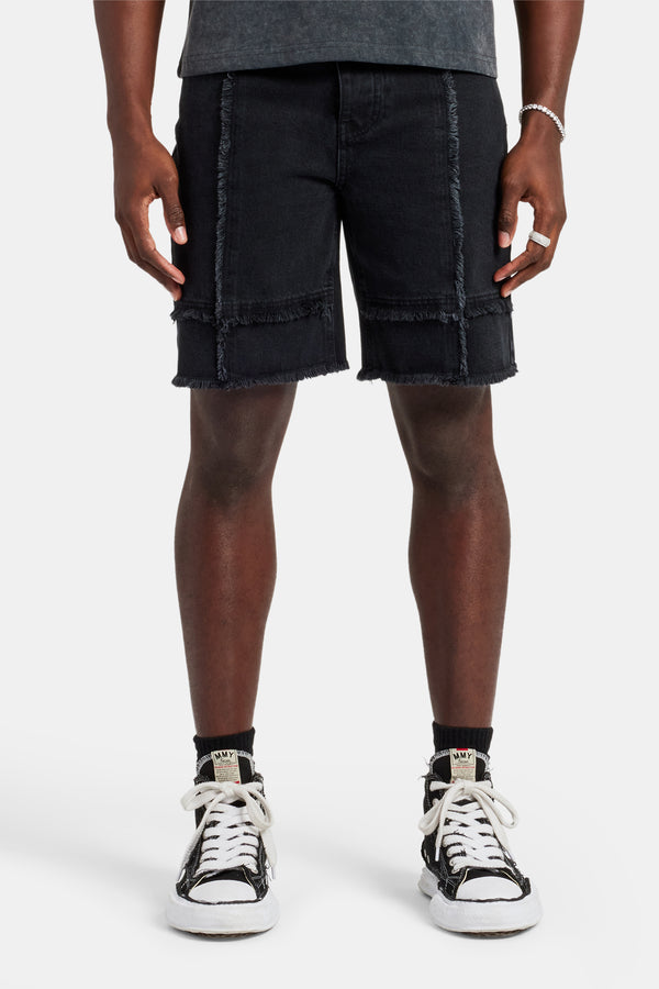 Raw Edge Denim Short - Washed Black