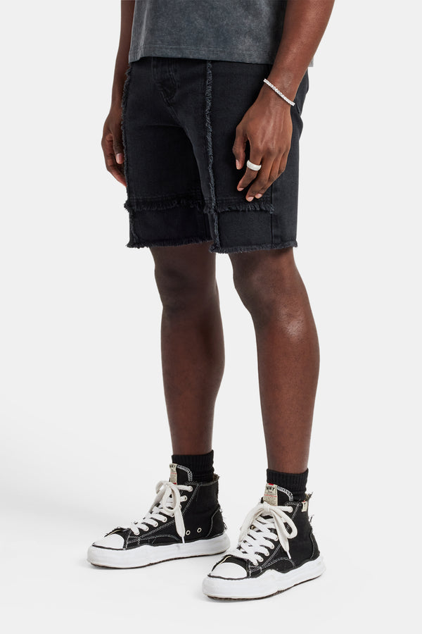 Raw Edge Denim Short - Washed Black