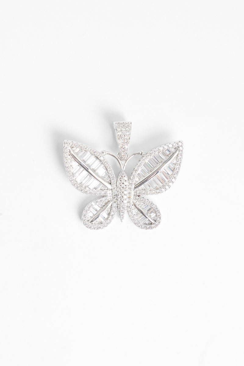 Iced Baguette CZ Butterfly Pendant