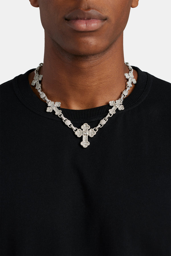 Iced Baguette CZ Cross Drop Chain