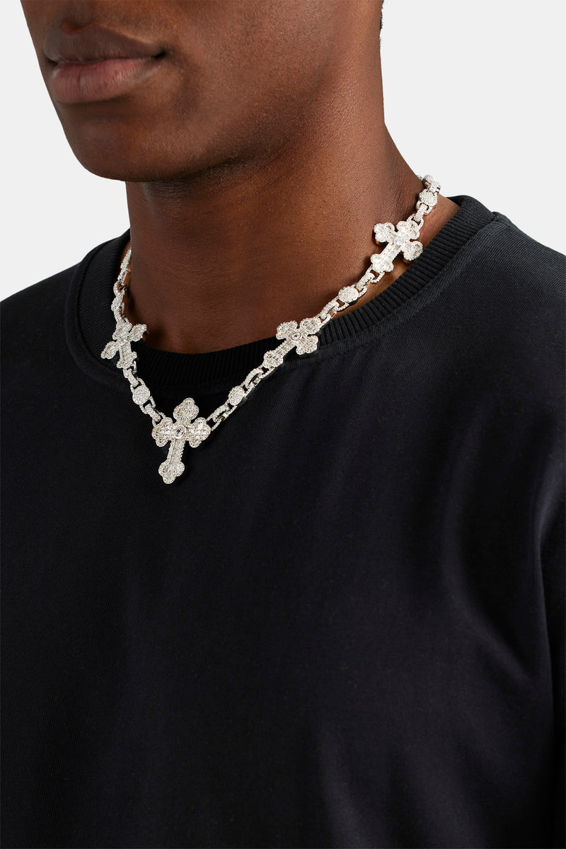 Iced Baguette CZ Cross Drop Chain