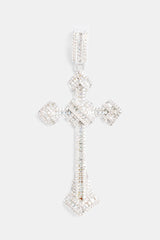 Iced Baguette CZ Cross Over Cross Pendant