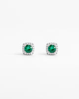 7mm Green Iced Cluster Stud Earrings