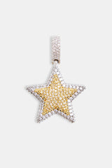 Iced CZ 2 Tone Star Pendant