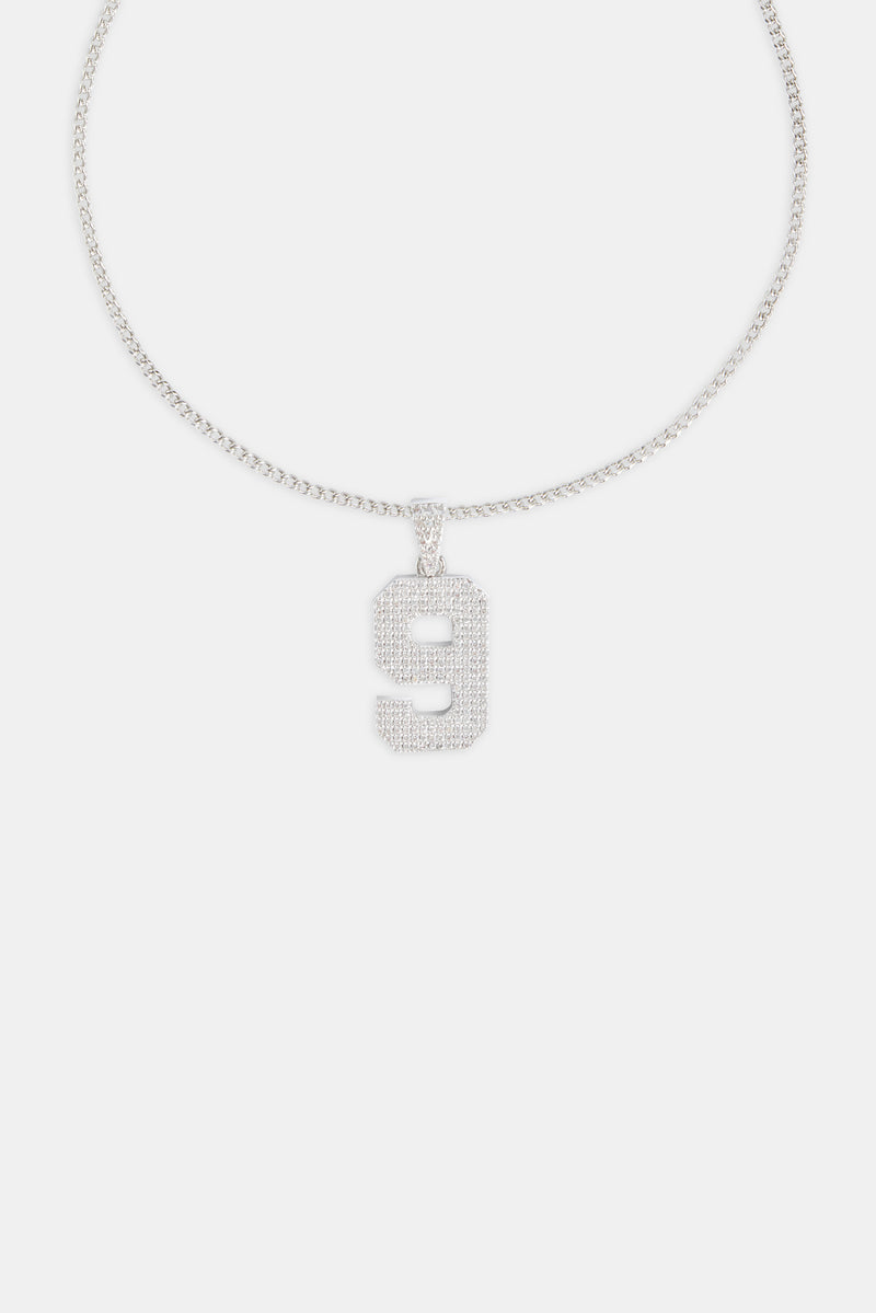 Iced 9 Number Pendant
