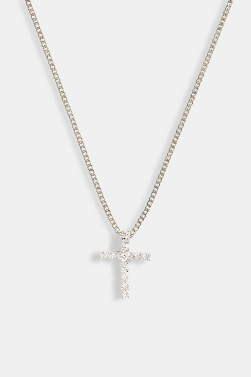 Iced CZ Cross Cuban Necklace