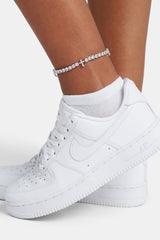 Iced CZ Cross Tennis Anklet 8+2