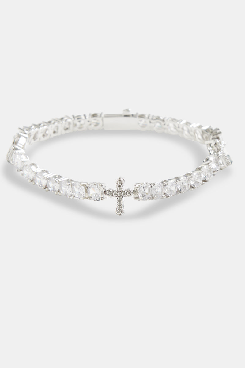 Iced CZ Cross Tennis Bracelet