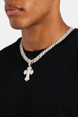 Iced CZ Double Chunky Cross Pendant