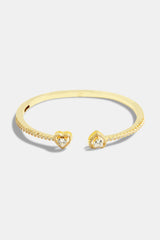 Gold Plated Iced CZ Heart Bangle