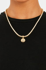 Gold Plated Iced CZ Happy Face Pendant