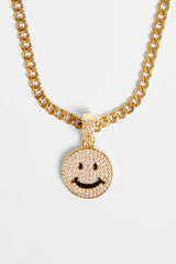 Gold Plated Iced CZ Happy Face Pendant