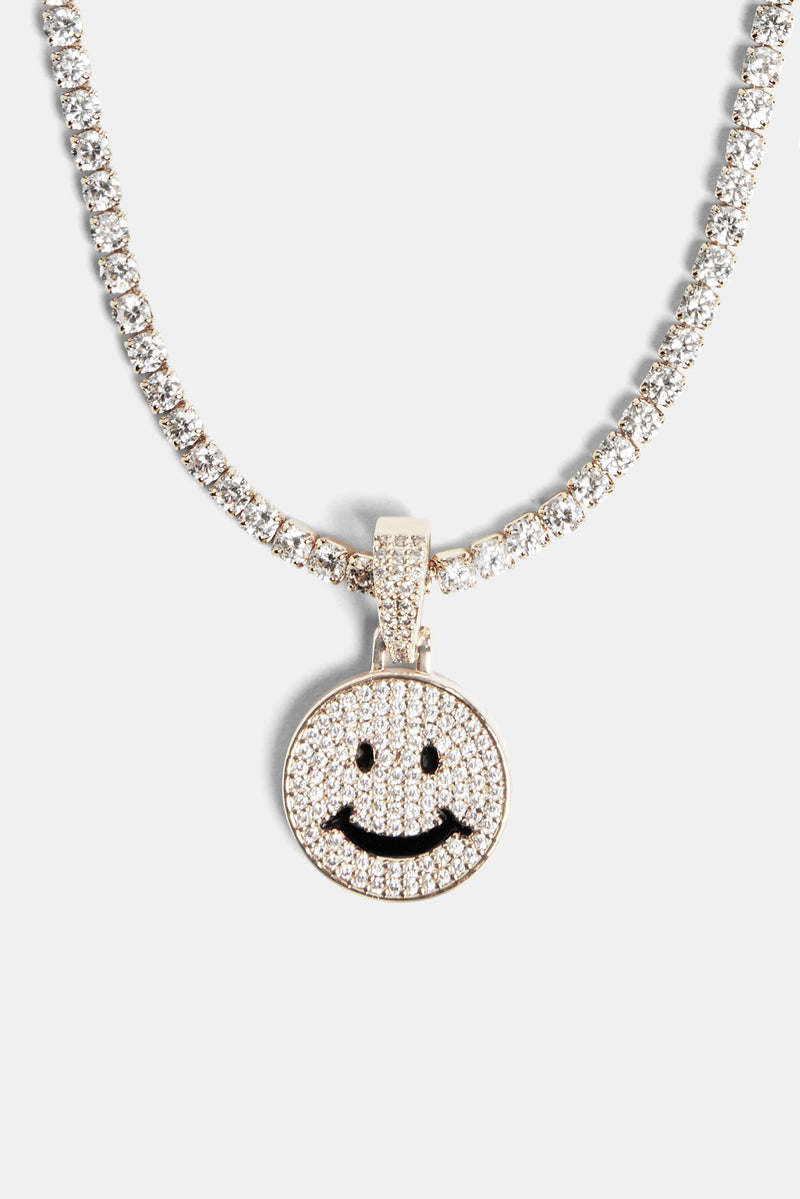 Iced CZ Happy Face Pendant