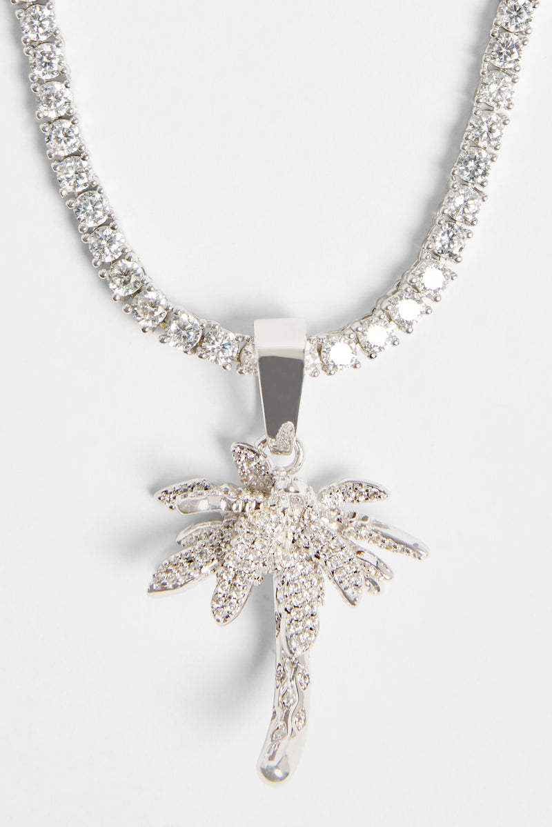 Iced CZ Palm Tree Pendant