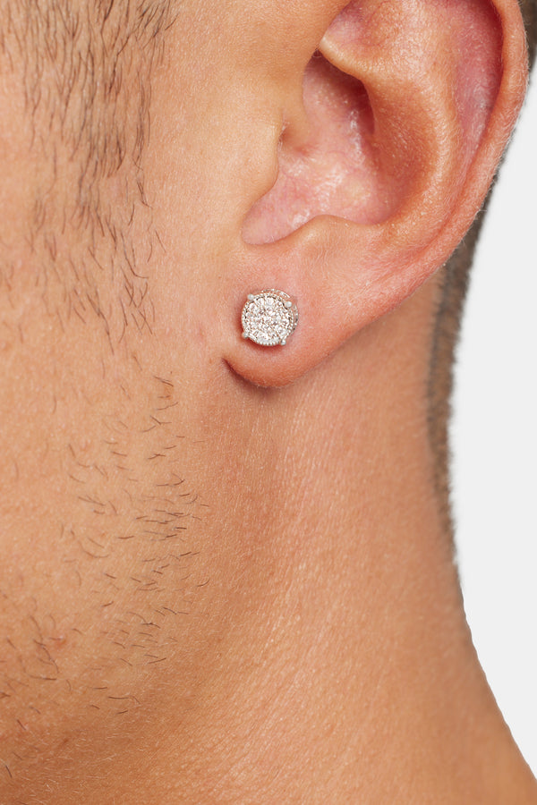 Iced CZ Circle Stud Earrings