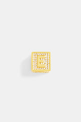 Gold Plated Iced E Letter Block Pendant