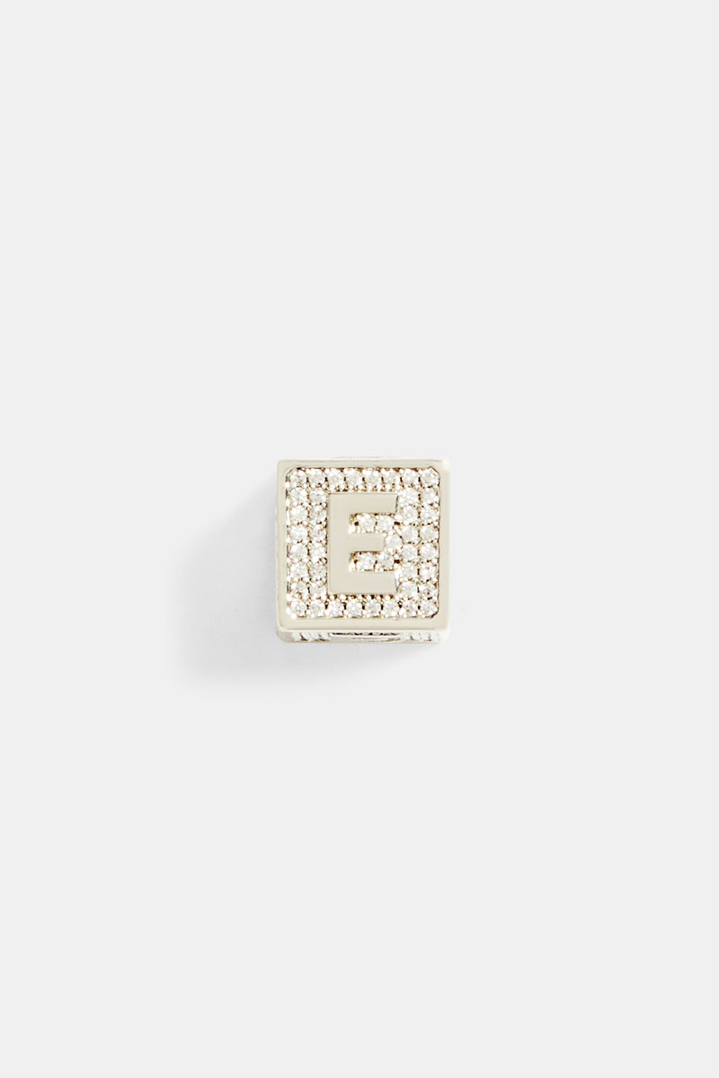 Iced E Letter Block Pendant