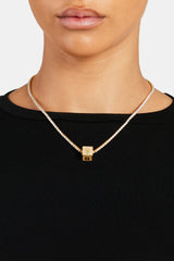 Gold Plated Iced G Letter Block Pendant