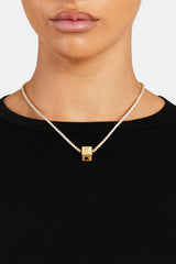 Gold Plated Iced K Letter Block Pendant