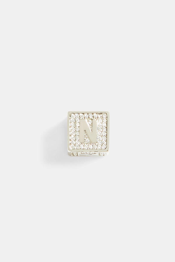 Iced N Letter Block Pendant