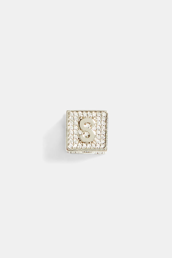 Iced S Letter Block Pendant